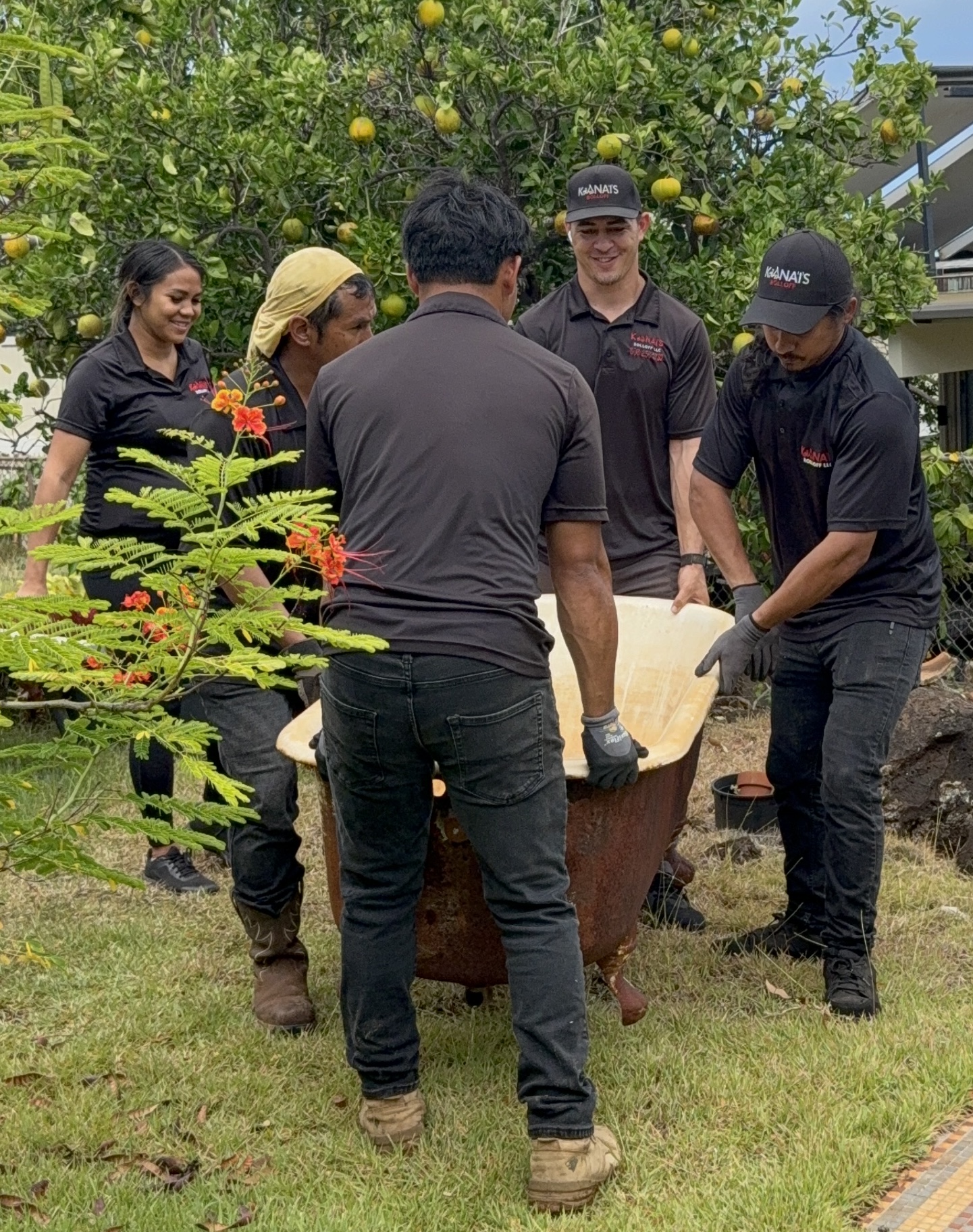 Removing a steel tub that's been sitting outside for 39 years. The cost to fix up an old two-bedroom in-law unit