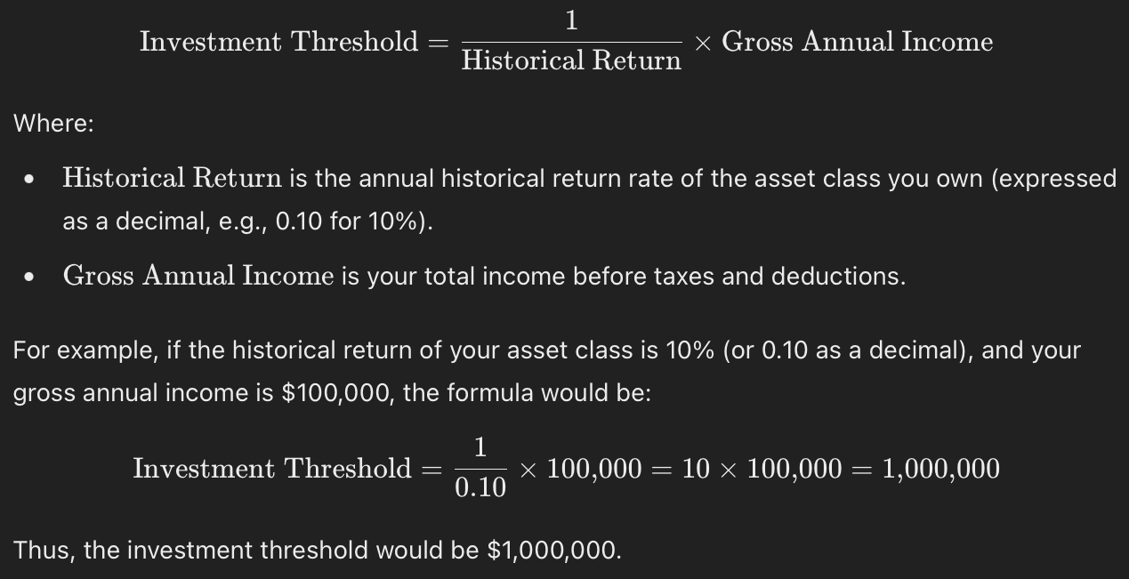Minimum Investment threshold to no longer make maximum money