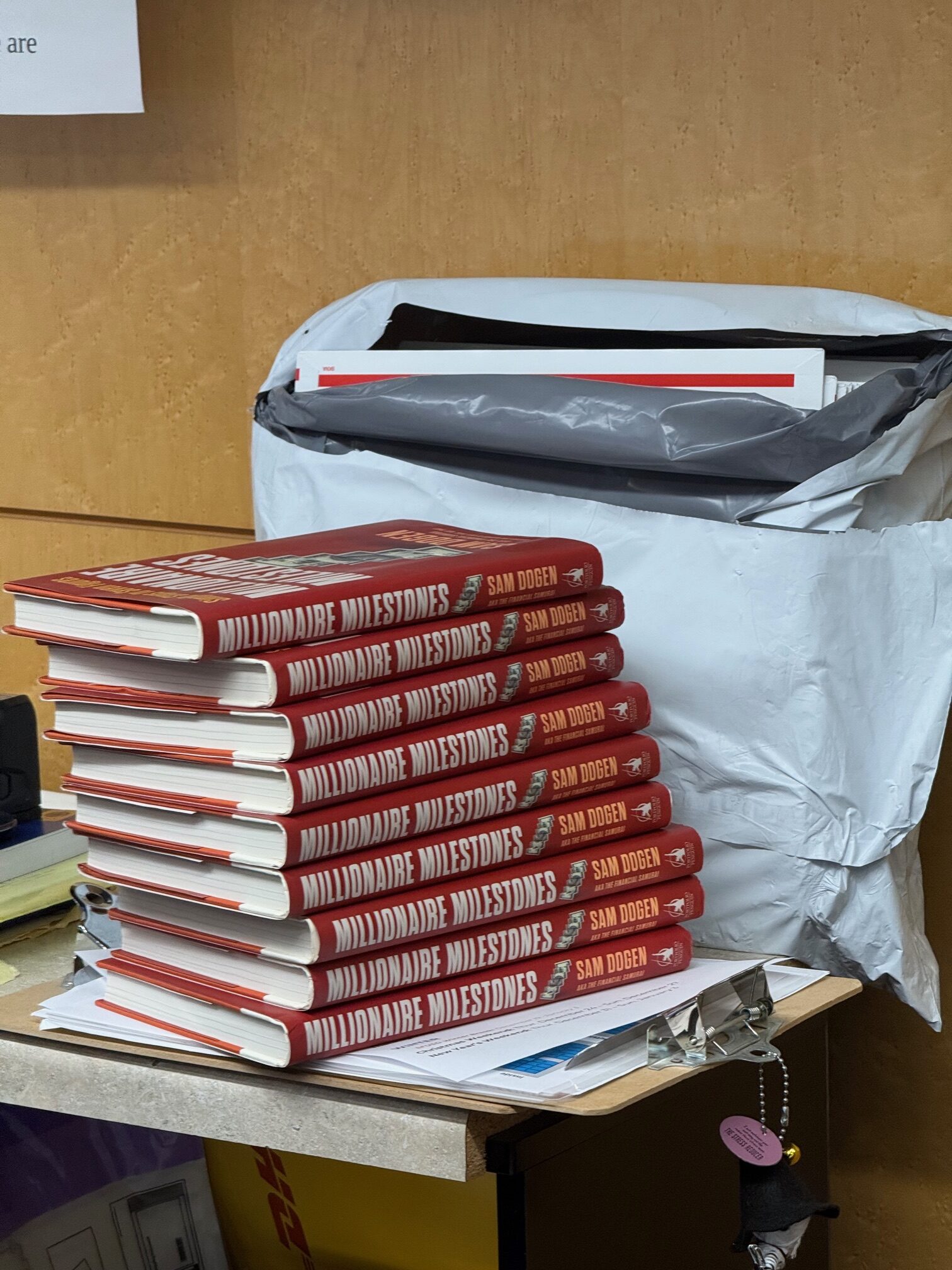 Went to the post office to mail nine signed copies of Millionaire Milestones