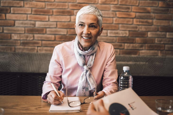 Older woman in a job interview