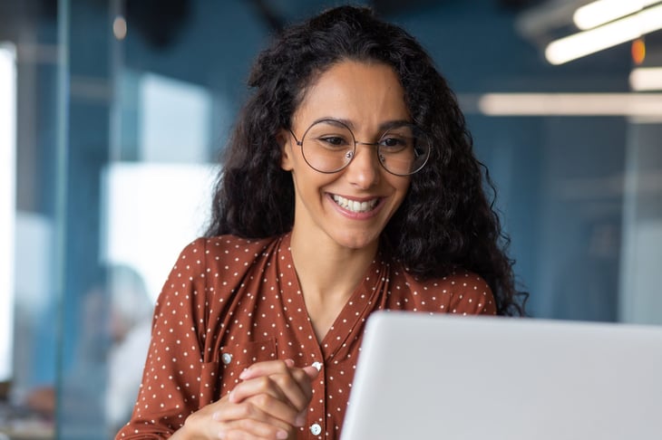 Woman on a laptop for a video call