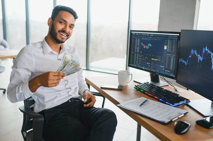 Smart investor holding cash